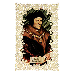 Spitzenbildchen, Heiliger Thomas Morus, Heiligenbildchen mit Spitzendekor, 11 x 7 cm