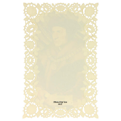 Estampa religiosa de San Tomás Moro con decoración de encaje 11x7 cm 2