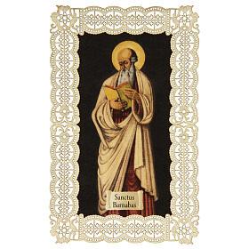 Estampa religiosa de San Bernabé encaje decorativo 11x7 cm