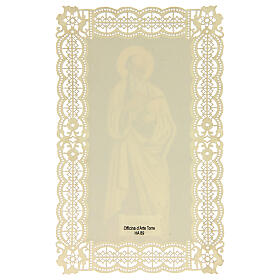Estampa religiosa de San Bernabé encaje decorativo 11x7 cm
