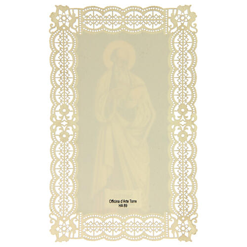 Holy card of St. Barnabas with lace decoration, 11x7 cm 2