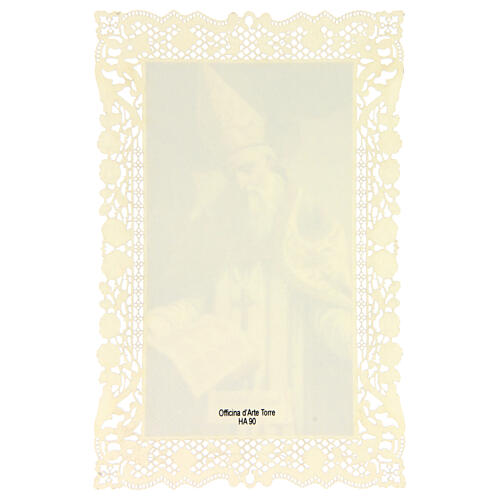 Spitzenbildchen, Heiliger Albertus Magnus, Heiligenbildchen mit Spitzendekor, 11 x 7 cm 2