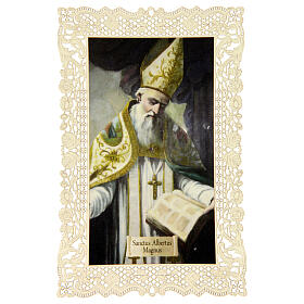 Estampa religiosa de San Alberto Magno adorno de encaje 11x7 cm