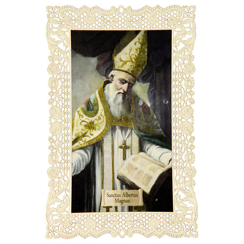 Santino di San Alberto Magno decoro merlettato 11x7 cm 1