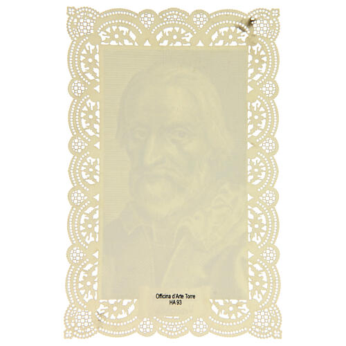 Spitzenbildchen, Heiliger Beda der Ehrwürdige, Heiligenbildchen mit Spitzendekor, 11 x 7 cm 2