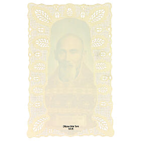 Estampa religiosa de San Agustín Zhao Rong adorno en encaje, tamaño 11x7 cm