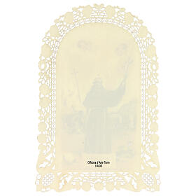 Saint John of Capestrano's holy card with lace decoration, 4x3 in