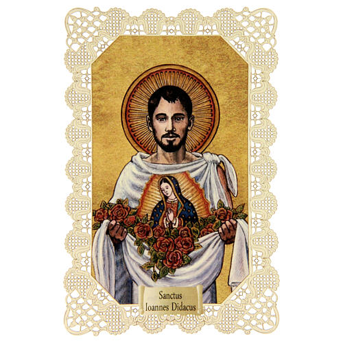 Spitzenbildchen, Heiliger Juan Diego, Heiligenbildchen mit Spitzendekor, 11 x 7 cm 1