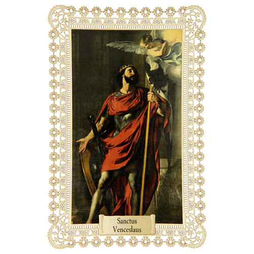 Santinho de São Venceslau com decoração em renda 11x7 cm 1