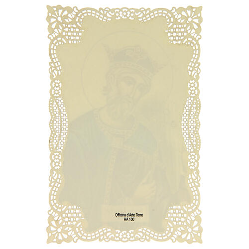 Spitzenbildchen, Heiliger Eduard, Heiligenbildchen mit Spitzendekor, 11 x 7 cm 2