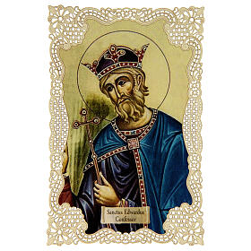Obrazek religijny - Święty Edward, dekoracja koronkowa, 11x7 cm