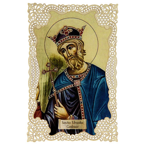 Santinho de São Eduardo com detalhes em renda 11x7 cm 1