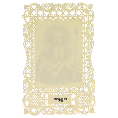 Spitzenbildchen, Prophet Elija, Heiligenbildchen mit Spitzendekor, 11 x 7 cm 2