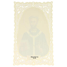 Holy card of Saint Theodore of Canterbury with lace decoration, 11x7 cm
