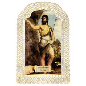 Estampa religiosa de San Juan Bautista adorno de encaje 11x7 cm