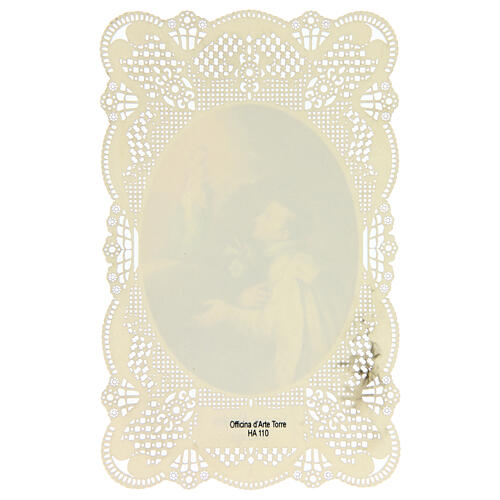 Image pieuse de Saint Louis de Gonzague décorée de dentelle 11x7 cm 2