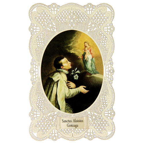 Santinho de São Luís de Gonzaga com detalhes em renda 11x7 cm 1