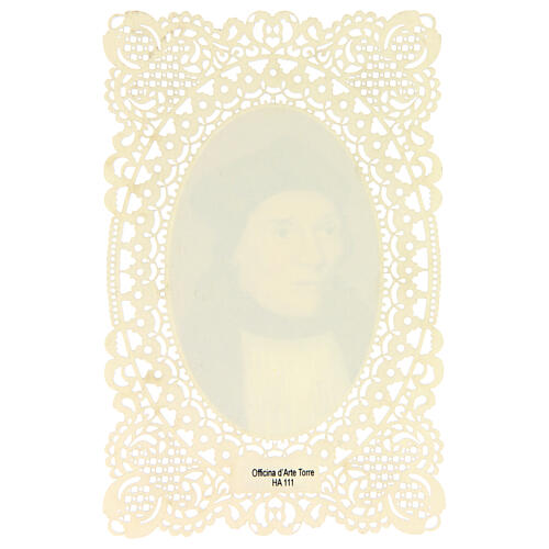 Santinho de São John Fisher com moldura em renda 11x7 cm 2