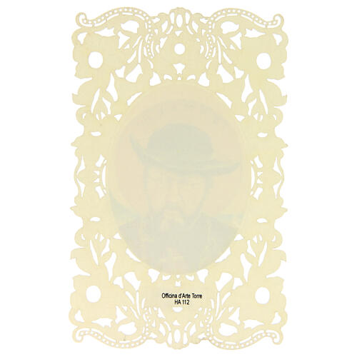 St Damien de Veuster Holy Card with Lace Decoration, 11x7 cm 2