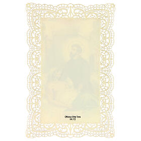 Estampa religiosa de San Juan de Dios adorno de encaje 11x7 cm
