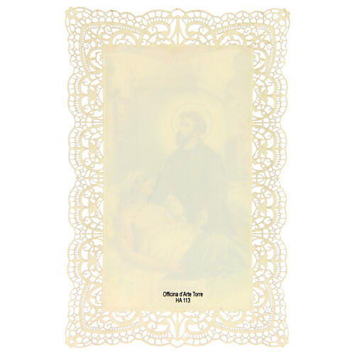 Santinho de São João de Deus com decoração em renda 11x7 cm 2