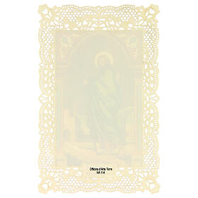 Spitzenbildchen, Heiliger Jakobus der Ältere, Heiligenbildchen mit Spitzendekor, 11 x 7 cm