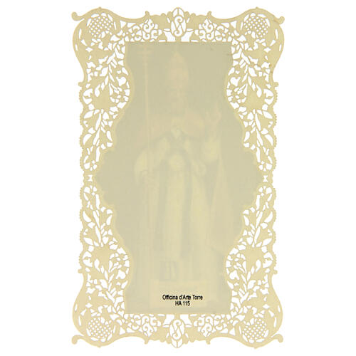 Santinho de São Leão Magno com decoração em renda 11x7 cm 2