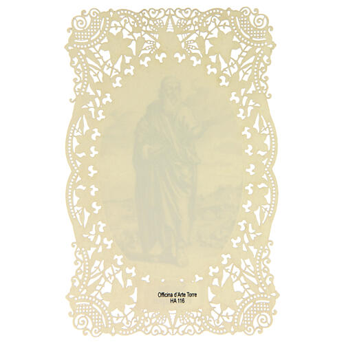 Image pieuse de Saint Polycarpe décorée de dentelle 11x7 cm 2