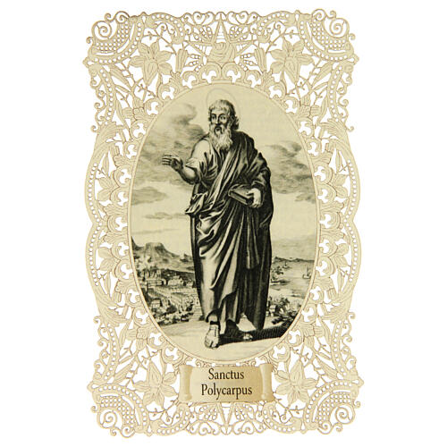 Santino di San Policarpo decoro merlettato 11x7 cm 1