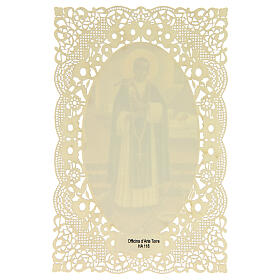 Estampa religiosa de San Martín de Porres adorno de encaje 11x7 cm