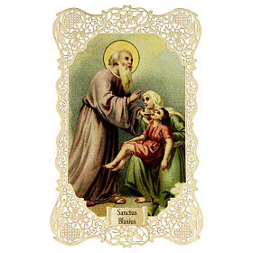 Estampa religiosa de San Biagio con adornos de encaje 11x7 cm