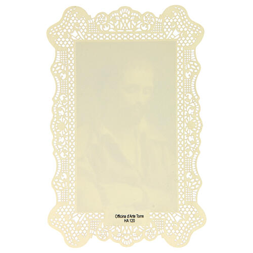 Holy card of Saint Benedict Joseph Labre with lace decoration, 4x3 in 2