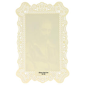 Estampa religiosa de San Benito José Labre con adorno de encaje 11x7 cm