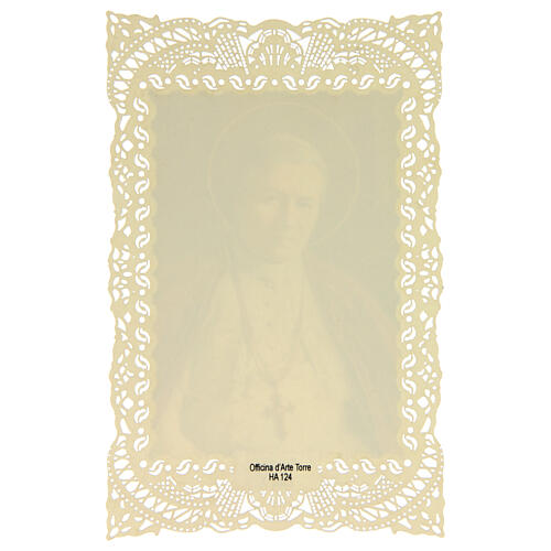 Obrazek religijny - święty Pius X, z koronkowym zdobieniem, 11 x 7 cm 2