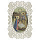 Image pieuse Nativité classique avec cabane et étoile 12x7 cm bordure en dentelle s1
