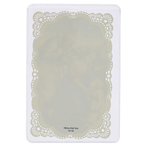 Santino Madonna con Bambino San Giuseppe nei campi 12x7 cm decoro merlettato 2