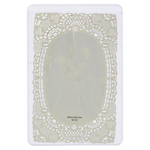 Holy Card Madonna and Child with Saint Joseph, 5x3 in, lace-edged 2