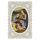 Image pieuse Sainte Famille 12x7 cm, Enfant Jésus endormi, décor effet dentelle s1