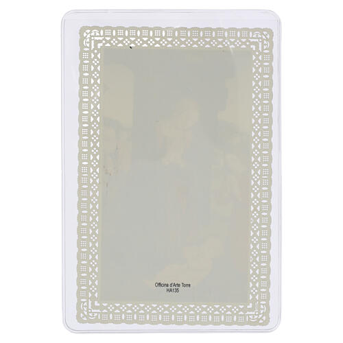 Spitzenbildchen, Geburt Christi mit Anbetung im Freien, Heiligenbildchen mit Spitzendekor, 12 × 7 cm 2