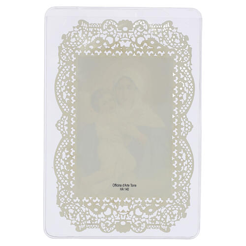 Estampa Virgen de Schoenstatt 12x7 cm borde encaje 2