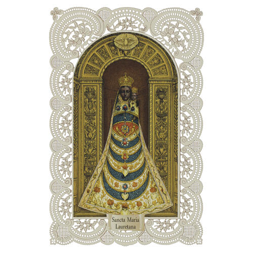 Santinho Nossa Senhora de Loreto 12x7 cm decoro rendilhado 1