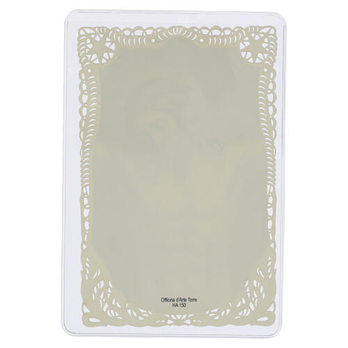 Holy card of Jesus Crucified, 5x3 in, lace-edged 2