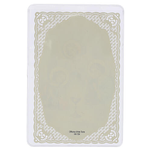 Holy card Eucharist with Angels and Chalice 12x7 cm, lace-edged decoration 2