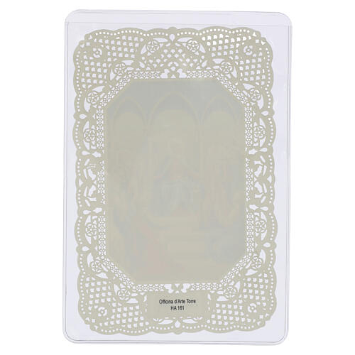 Pentecost Holy Card, Descent of the Holy Spirit 12x7 cm, lace-edged 2