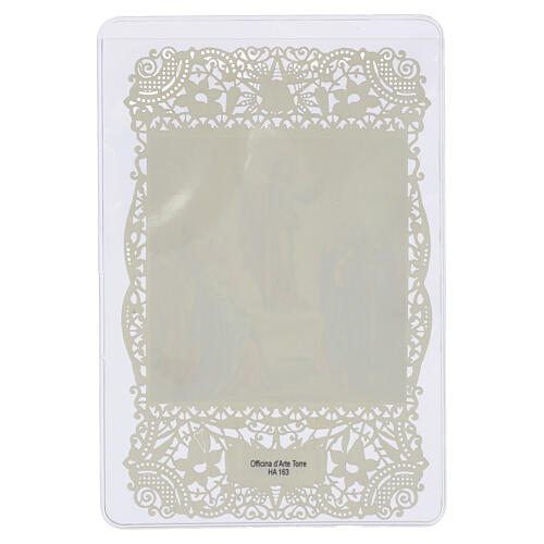 Holy card Ascension of Christ among the Apostles 12x7 cm, lace-edged decoration 2