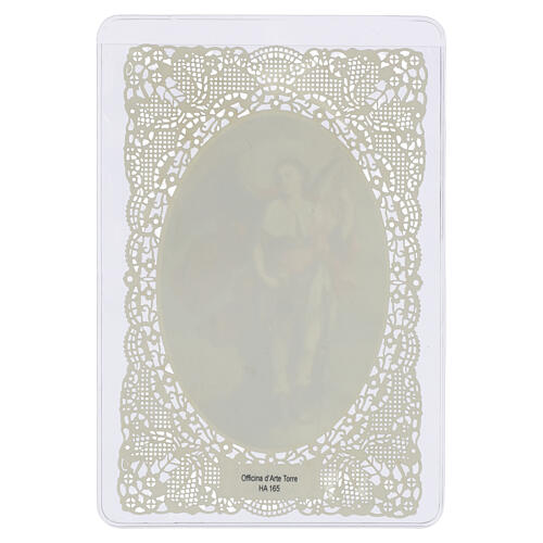 Santino San Raffaele Arcangelo 12x7 cm decoro merlettato 2