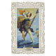 Saint Christopher holy card with Baby Jesus, 5x3 in, lace border s1