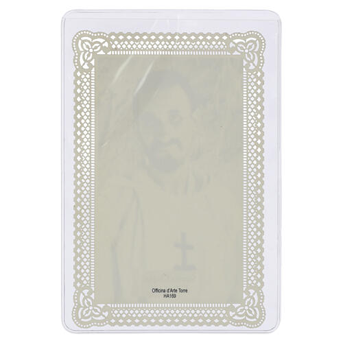 St Charles de Foucauld holy card in religious habit, 5x3 in, lace-edged frame 2
