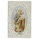 Estampa San José con Niño Jesús y lirio 12x7 cm decorada con encaje s1