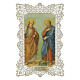 Obrazek religijny - Święci Piotr i Paweł (symbole apostolskie), 12 × 7 cm, koronkowa ramka s1